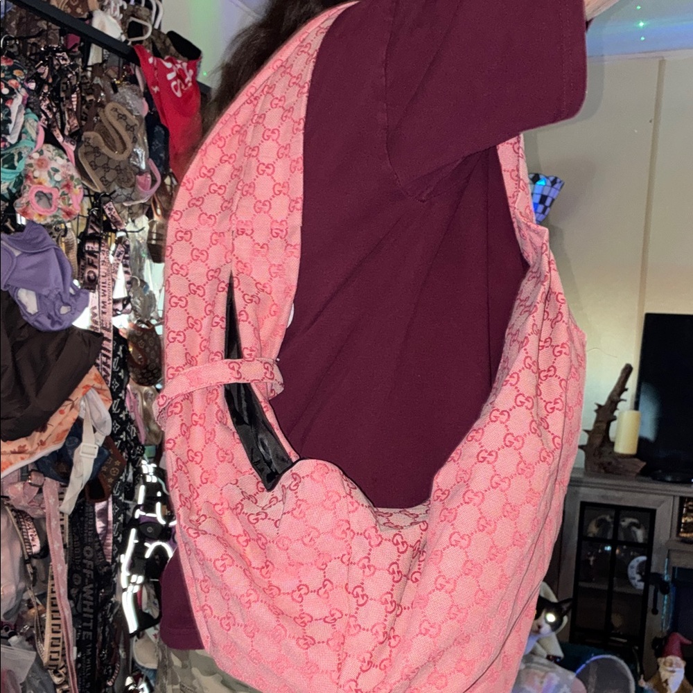 Gucci style Pink GG Monogram Shoulder pet carry bag